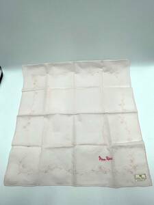 【シール付き未使用品】NINA RICCI　ニナ リッチ　ハンカチ　スカーフ　バンダナ　コットン　ピンク　刺繍　40×40