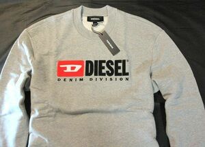 本物正規◆DIESEL ディーゼル◆トレーナー DIVISION グレイ/GREY■L■新品■刺繍/綿100％