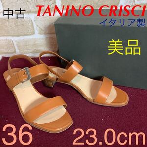 【売り切り!送料無料!】A-154 TANINO CRISCI!ストラップサンダル!キャメル!36 23.0cm位!イタリア製!比較的綺麗!中古!箱付き!