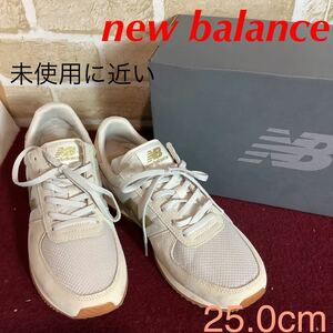 【売り切り!送料無料!】A-237 new balance!スニーカー!25.0cm!ホワイト!ゴールド!スエード!ナイロン!メッシュ!おしゃれ！未使用に近い!