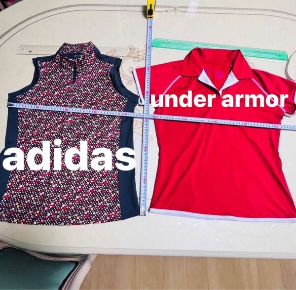 adidas アンダーアーマー レディーストップス　タンクトップ　襟付きシャツ　冷感加工　 半袖シャツ