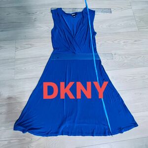 DKNY ノースリーブワンピース ターコイズブルー　M.L相当