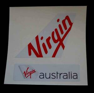 白赤Vr■２枚セット■新品ヴァージン・オーストラリア航空Virgin Australiaステッカー■エアライン飛行機■海外旅行 留学 出張スーツケース