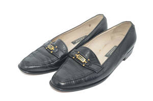 BALLY Bally Logo bit Loafer slip-on shoes Logo metal fittings original leather size 4E 23-23.5#99779