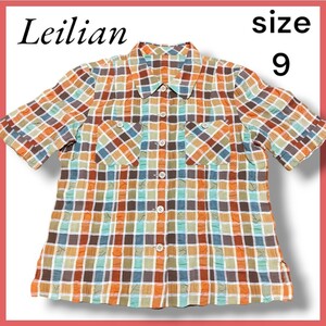 Leilian レリアン 半袖シャツ トップス 格子柄