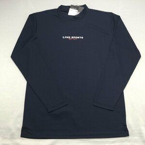 【送料無料】【新品】Lynx　メンズ長袖Tシャツ (ハイネック 吸汗速乾 UVカット）　　S 　　ネイビー★31201