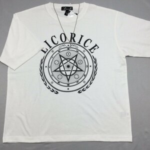 【送料無料】【新品】Licorice メンズ半袖Tシャツ（ゆったりタイプ ネックレス付き）　 　M　 　ホワイト★22114