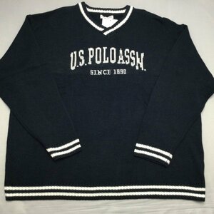 【送料無料】【新品】US.POLO.ASSN　メンズセーター（Vネック 超ゆったりタイプ）　　L　　ネイビー★23423