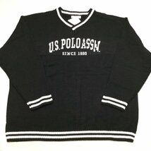 【送料無料】【新品】US.POLO.ASSN　メンズセーター（Vネック 超ゆったりタイプ）　　L　　ブラック★23423_画像1