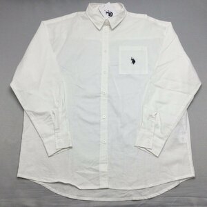 【送料無料】【新品】US.POLO.ASSN　レディース長袖コットンシャツ（コットン100％ ゆったりタイプ） 　F（M～L） 　ホワイト★13707