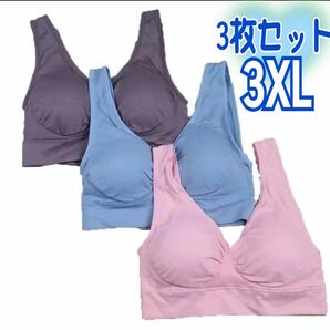 ジニエ ブラ パステルカラースポブラ ナイトブラ 3枚セット ブラジャー 下着ジニエ 3色 3XL (ピンク、ブルー、パープル）