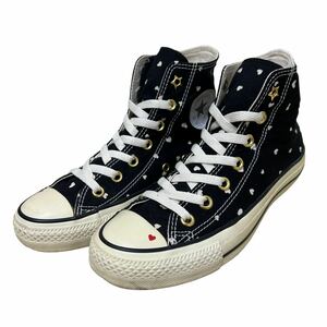 AM429 CONVERSE コンバースオールスター レディース ハイカットスニーカー US5 24cm ブラック ハート柄 キャンバス