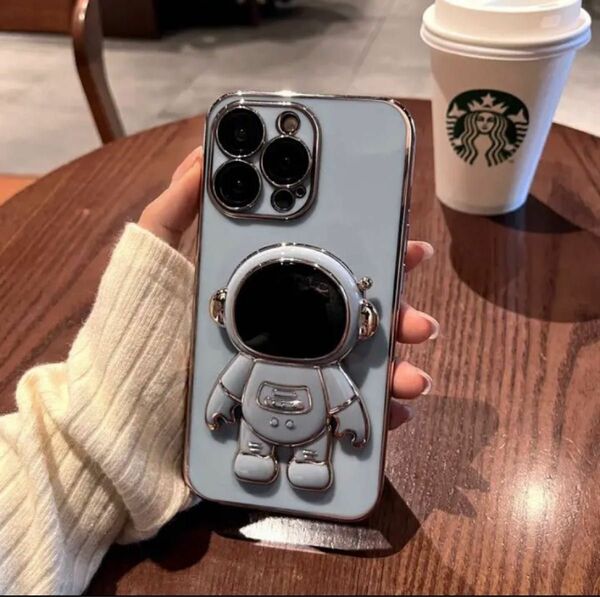 ☆フィルム付☆ 宇宙飛行士 iPhone14proケース スタンド付き ブルー