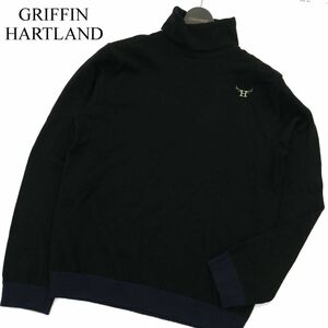 GRIFFIN HARTLAND グリフィンハートランド 秋冬 ウール100％★ ロゴ刺繍 タートルネック ニット セーター Sz.M　メンズ 黒　A3T09845_8#K