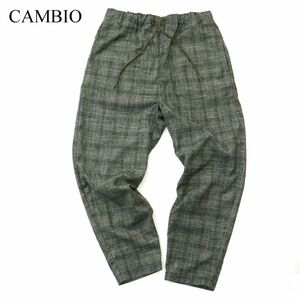 美品★ CAMBIO カンビオ 春夏 イージー ストレッチ テーパード グレンチェック パンツ Sz.S　メンズ　A3B04184_8#P