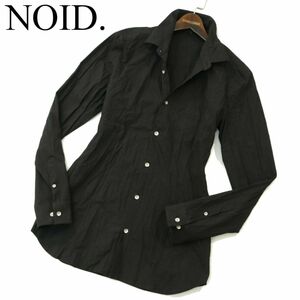 NOID. ノーアイディー 通年 ストレッチ クレープ★ 長袖 ショートカラー シャツ Sz.3　メンズ 黒　A3T09993_9#C