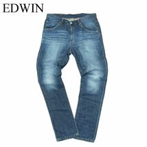 EDWIN エドウィン GE03A 麻 リネン混★ USED加工 スリム テーパード デニム パンツ ジーンズ Sz.32　メンズ　A3B04316_9#P_画像1