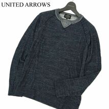 UNITED ARROWS ユナイテッドアローズ 通年 切替★ コットン ニット セーター Sz.S　メンズ ネイビー　A3T10134_9#L_画像1