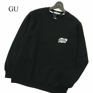 【新品 22AW】 GU ジーユー × なにわ男子★ 裏起毛 スウェット プルオーバー トレーナー Sz.M　メンズ 黒 未使用　A3T10405_9#H