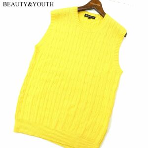 BEAUTY&YOUTH ユナイテッドアローズ 通年 ケーブル編み★ クルーネック コットン ニット ベスト Sz.M　メンズ　A3T10545_9#L