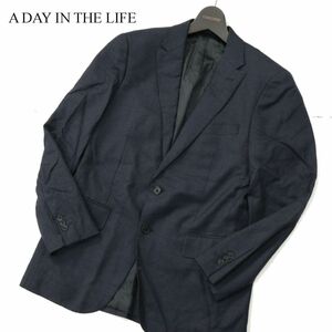 A DAY IN THE LIFE ユナイテッドアローズ 秋冬 総裏 千鳥チェック ウール アンコン テーラード ジャケット Sz.46　メンズ 紺　A3T10509_9#N