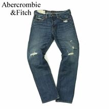 Abercrombie&Fitch アバクロンビー＆フィッチ 【ROLLINS】 クラッシュ加工 スキニー デニム パンツ ジーンズ Sz.32　メンズ　A3B04445_9#R_画像1