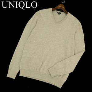 UNIQLO ユニクロ 秋冬 高級 カシミヤ100％★ Vネック ニット セーター Sz.L　メンズ　A3T10563_9#K