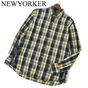 NEWYORKER ニューヨーカー 秋冬 ウール混★ 長袖 ボタンダウン チェック ネル シャツ Sz.L　メンズ　A3T10596_9#B