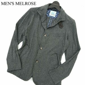 美品★ MEN'S MELROSE メンズメルローズ 通年 Izmir Cotton 襟ワイヤー スタンドカラー スリム ジャケット Sz.3　メンズ 灰　A3T10675_9#O