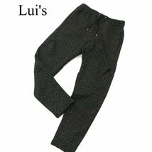 【新品 未使用】 Lui's ルイス 秋冬 裏起毛 ヘリンボーン柄 イージー ストレッチ ニット パンツ Sz.S　メンズ 日本製　A3B04614_9#Q_画像1