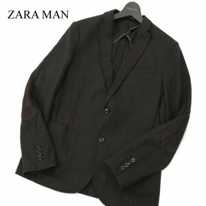 ZARA MAN ザラ マン 通年 エルボーパッチ★ 背抜き 2B アンコン テーラード ジャケット Sz.52　メンズ 大きいサイズ　A3T11026_9#O