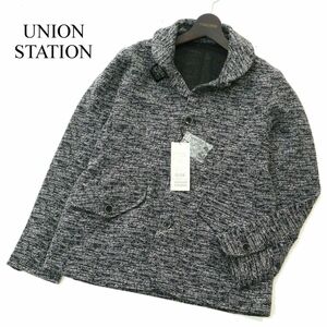 【新品 未使用】 UNION STATION ユニオンステーション メンズビギ 通年 ショールカラー カットソー ジャケット Sz.S　メンズ　A3T11002_9#O