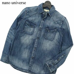 nano universe Nano Universe USED обработка * длинный рукав Western Denim рубашка Sz.M мужской A3T10927_9#C