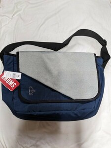  tag equipped *CHUMS largish. shoulder bag * inside side . large small pocket navy × gray * inside pocket .26×35cm rank. laptop storage possibility 