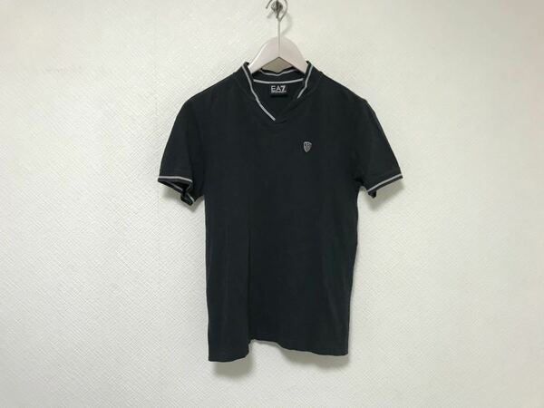 本物エンポリオアルマーニEMPORIO ARMANI EA7レーヨンサマーニット半袖Tシャツメンズサーフアメカジミリタリービジネススーツ黒ブラックXS