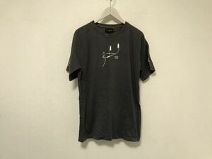 本物ユーエスボーダーU.S.BOARDER KIXXコットンプリント半袖TシャツメンズサーフアメカジミリタリーストリートスケーターグレーM