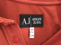 本物アルマーニジーンズARMANI JEANSコットンロゴ刺繍半袖ポロシャツメンズアメカジサーフミリタリービジネススーツM赤レッド_画像4