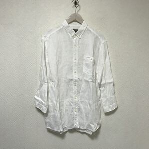 本物エディーバウアーEddie Bauerリネン麻7部丈長袖シャツメンズミリタリーワークサーフビジネススーツM白ホワイト