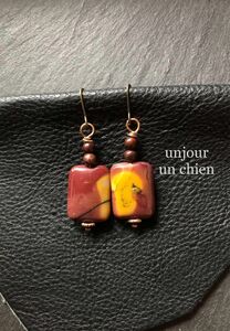 unjour un chien ＊天然石＊ハンドメイド＊パワーストーン＊ピアス＊イヤリング＊スクエア01