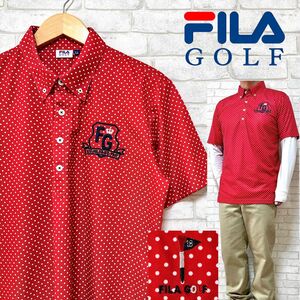 FILA GOLF フィラゴルフ ドット柄 ポロシャツ 刺繍ロゴ