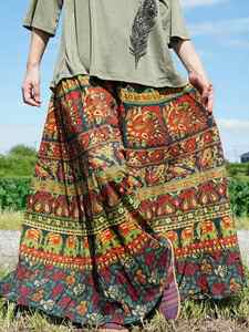 * ethnic cotton wide pants ethnic print including carriage * new goods C* cotton cloth gaucho pants .. feeling less thick unisex 