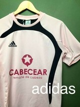 ♪○ アディダス adidas トレーニングウェア 半袖 サッカーpink&_画像1