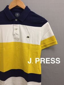 ジェープレス J.PRESS ポロシャツ 半袖 かのこ ホワイト×イエロー×ネイビー レディース Mサイズ ～△&