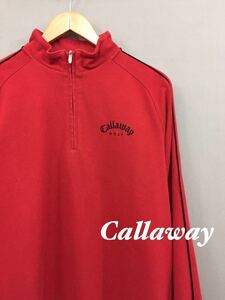  Callaway Callaway Golf GOLF половина Zip тянуть over длинный рукав красный мужской L размер ~v&