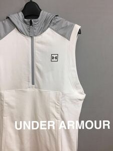 アンダーアーマー UNDER ARMOUR 【新品】スウェット ベスト ジップパーカー フーディー ホワイト メンズ MDサイズ ～□&