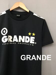 グランデ GRANDE サッカーウェア プロトタイプ ドライ Tシャツ 半袖 丸首 ブラック メンズ Mサイズ ～▼&