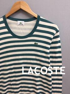 ラコステ LACOSTE ボーダー カットソー ロンドンT グリーン×ホワイト メンズ 3サイズ ～▼&