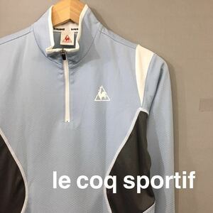 [Красивые товары / хорошие товары] Lecock Le Coq Sportif Половина Zip Training Носить с длинным рукавом сухой светло -голубые.