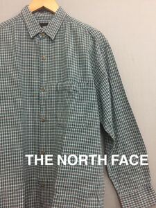 ◎◆ザノースフェイス THE NORTH FACE アウトドア チェック 長袖 Sサイズ グレー系 綿100％ メンズ 男性用 上着 シャツ men s&