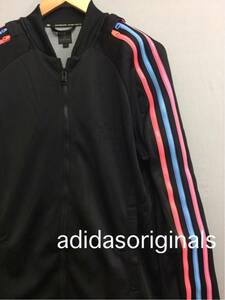  Adidas Originals adidas jersey zipper 3 line man O size long sleeve truck top &